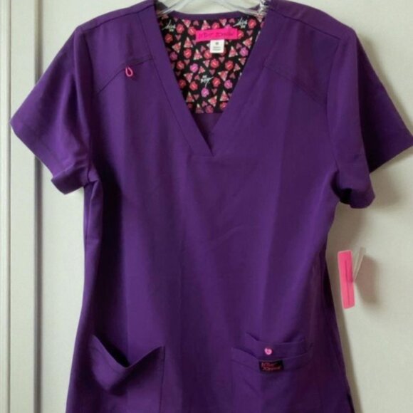 Betsey Johnson Tops - Betsey Johnson NWT Eggplant Purple V-Neck Scrub Top